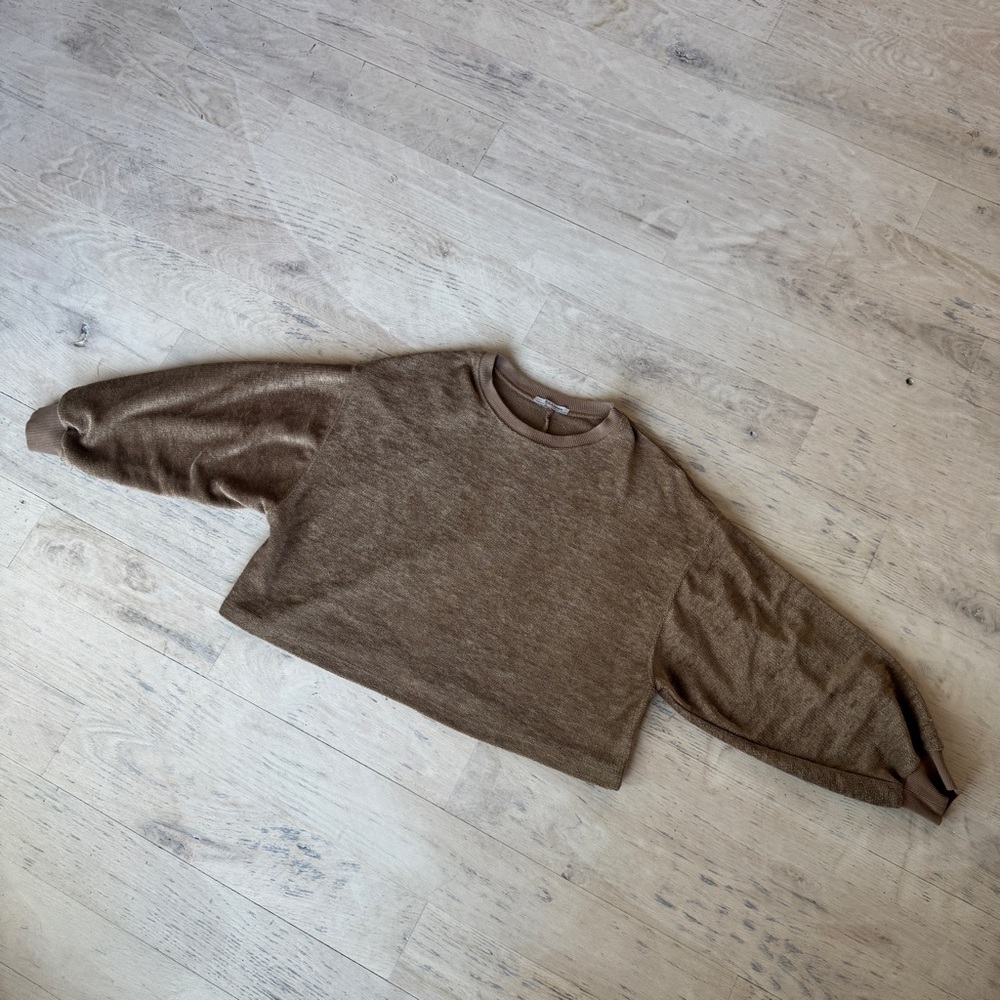 Zara Cozy Brown Cropped Sweater
